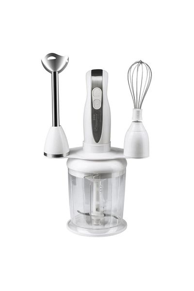 Hausberg Blender 4 in 1, Hausberg HB-7666AB, 2 viteze, motor cupru, lama din inox, 350W, Alb