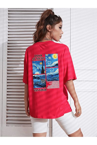 uyguntarz Μπλουζάκι Unisex Van Gogh με στάμπα Oversize