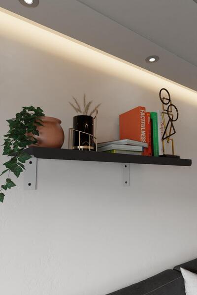 risingmaber Siyah Metal Duvara Monte Duvar Rafı, Uçan Duvar Rafı ve Kitaplık Rafı (2 adet) MT118S