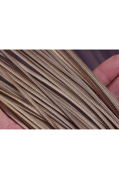 AKÇA TEKSTİL Plain String Curtain 180 cm Width 280 cm Length Mink Double Color Ready String Curtain