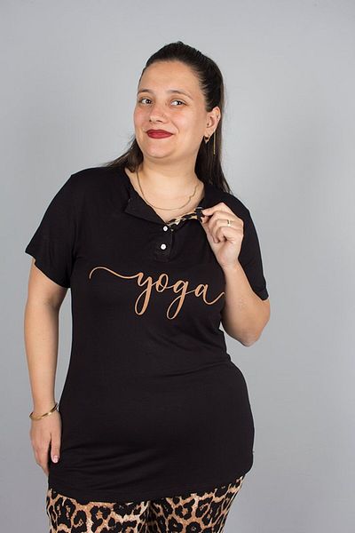 Truva XXL Plus Size Bottom Leopard Top Buttoned Pajamas Set