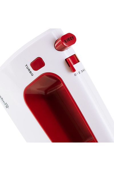 Hausberg Ruční mixér HB-4120RS, 300 W, 5 rychlostí, funkce Turbo, kovové metly a háky, červená/bílá