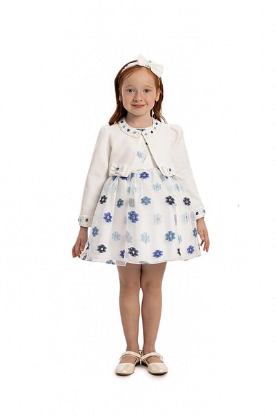 Pamina Baby Girl Bolero and Hair Accessory Dress 6-24 Months Blue
