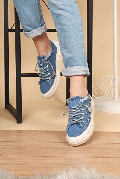WHİTE LİNE Aria 2408 Women's Stone Denim Sneaker Shoes