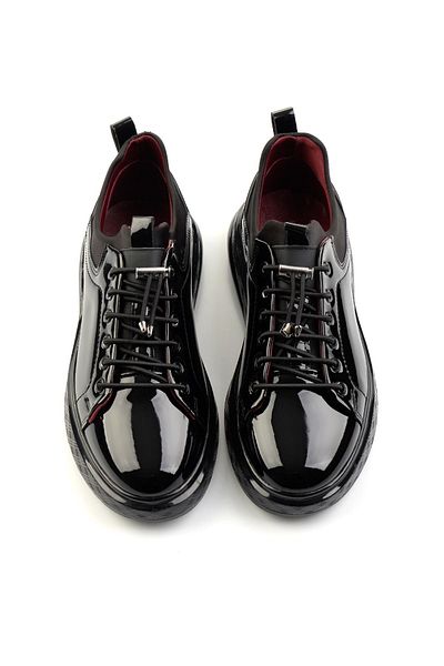 Bambi Black Leather Men's Casual Shoes E01401082208