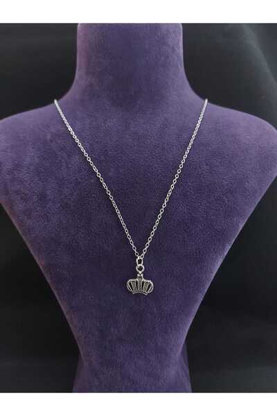 sarıyer silver Kral Tacı Model Kraliyet Tacı Kraliçe Taç Çelik Kolye Günlük Minimal Stil Çelik Kolye