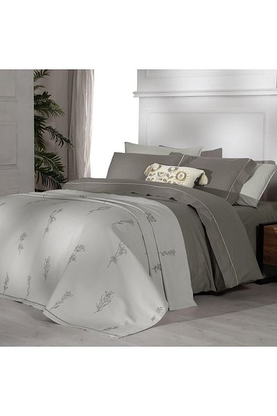 Sarev Eva Eldon Beige Single 100% Cotton Duvet Cover and Pike Set