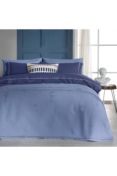 Sarev Eva Eldon Blue Single 100% Cotton Duvet Cover and Pike Set