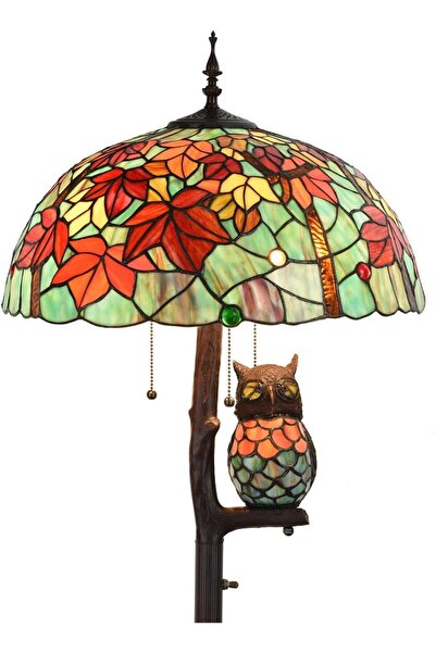 BIEYE Akçaağaç Yaprakları Vitray Zemin Lambası