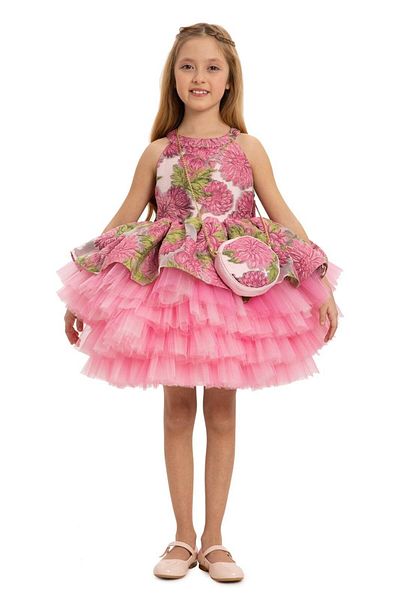 Pamina Füzya Children's Evening Dress 3-7 Years Old Floral Patterned