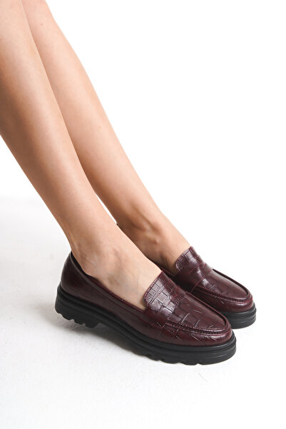 Redoxy Women's Crocodile Design Simple and Stylish Casual Oxford, Lightweight and Thick Sole Casual Loafer Shoes