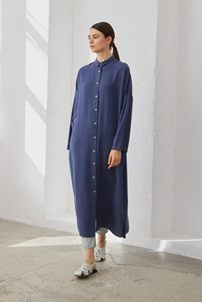 QANU Сорочка оверсайз синя
