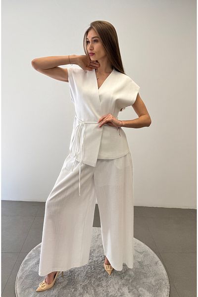 ossons Lace up Vest Pants Suit