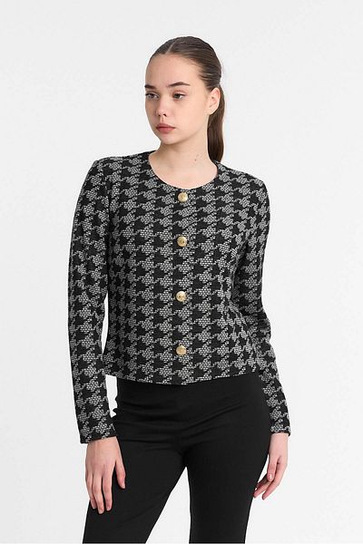Laranor Anthracite Fabric Gold Button Jacket Cardigan Day Night Chic 25L8013