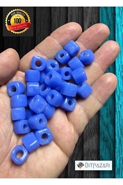 izmir Bitpazarı 6 Adet El yapımı Kare Cam Boncuk - Kolye ucu , Halhal ucu  - ...