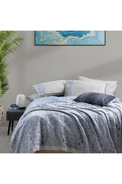 Sarev Raina Blue Single 100% Cotton Yarn Dyed Pique Set