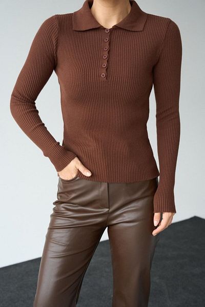 Moka Shopin Mokashopin Polo Neck 6 Button Sweater - Brown