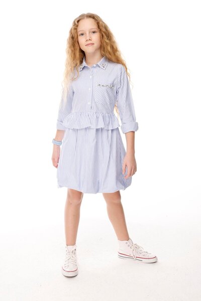 JENA Момичешка рокля с райета 8-14 години Синя