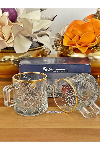 P&ORA PREMIUM KITCHEN PRODUCTS Timeless Gerçek Ağzı Yaldızlı 2'li Kupa Takımı...