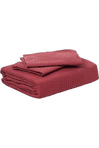 Mu Art Ahşap Crown Bedspread Set Perla Double Claret Red