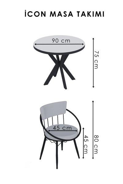 BY ORHAN GÜZEL Mutfak Masası Takımı , 4 Kişilik Mutfak Masa Takımı , Yuvarlak Masa Takımı Küt Ayaklı Takım