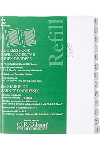 Hepta Collection C.R. Gibson Blank Address Book Refills 3 Ringer Address Book, 55 Pages.