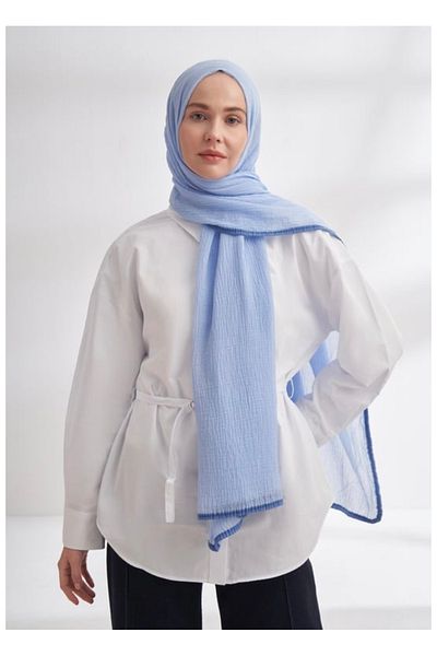 ARMANDA Şal de muselină din bumbac - Baby Blue