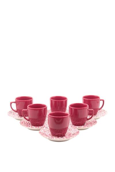 Yokuş Kırmızı Türk Kahvesi Fincan Takımı 12 Parça