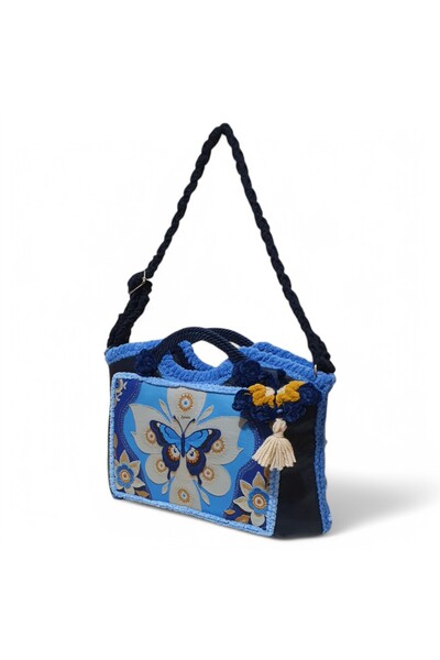 zelart Crochet Knitted Detailed Leather Shoulder Bag, Handmade Special Design...