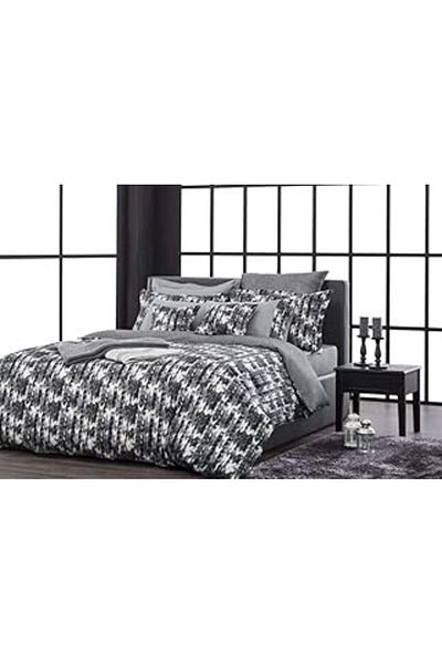 Mu Art Ahşap Sarev Roberto Duvet Cover Set, Satin, Grey, Double