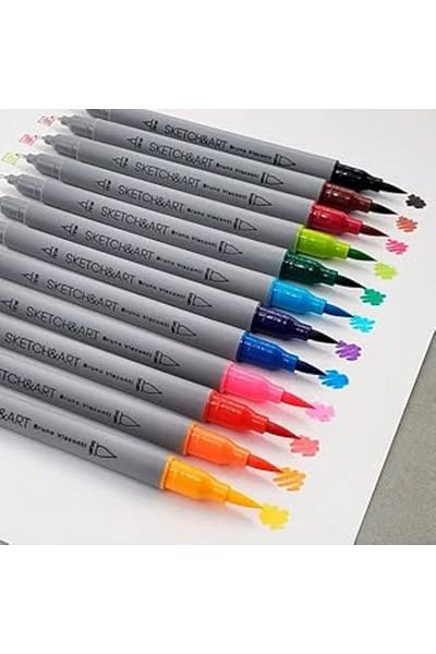 velvedi Bruno Visconti Sketch & Art Double-Sided Brush-Fine Pen Set 12 Colors