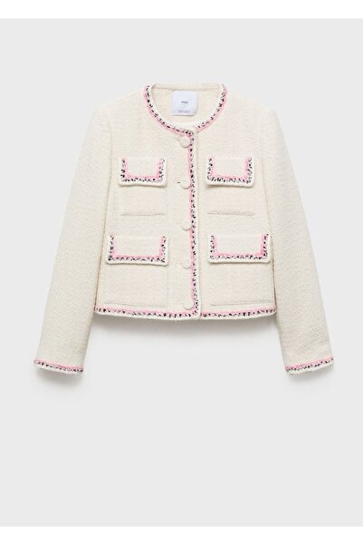 MANGO Woman Kontrast çizgili tüvit ceket