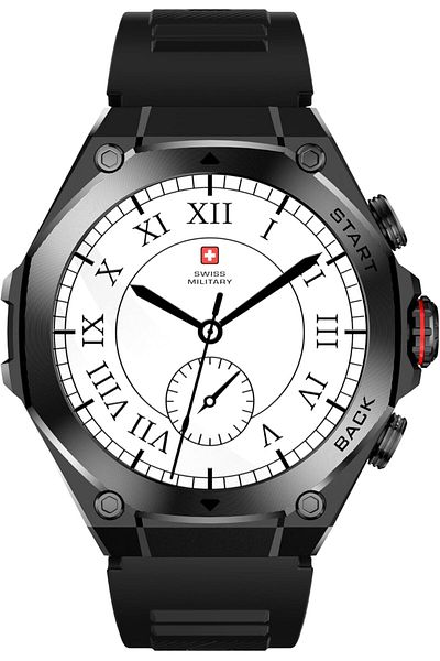 Swiss Military DOM6 Smartwatch 1.43” AMOLED,BT Calling,Health & Sports,IP67,7 Days,iOS/Android Compatible Black