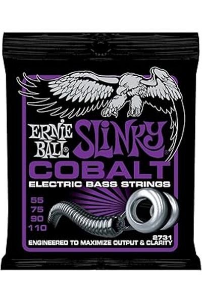 ebadi Ernie ball power slinky cobalt electric bass instrument strings, gauge 55-110