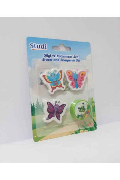 renkli çiçekler Set de șters și ascuțitoare de creion