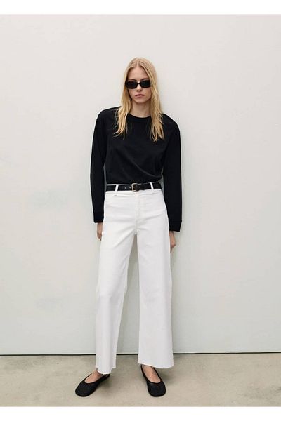 MANGO Woman Catherin High Waisted Culotte Jean Trousers