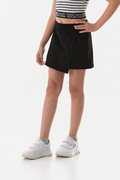 Fulla Moda 100% Cotton Elastic Waist Zippered Girl's Shorts Skirt
