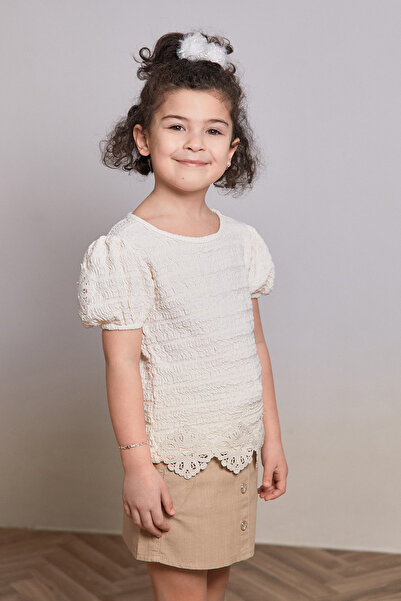 Fulla Moda Блузка з балонними рукавами та рюшами на талії для дівчаток