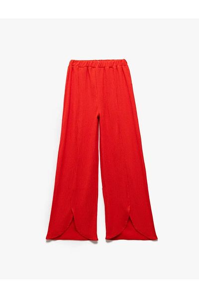 Koton Slit Detailed Elastic Waist Red Girl's Trousers 5Skg40041Ak