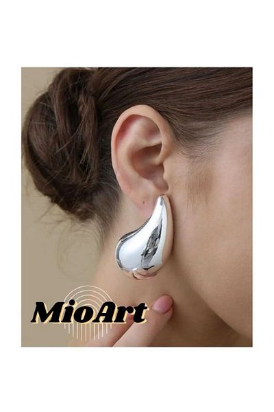 MioArt أقراط على شكل قطرة من الأحذية الإيطالية مقاس كبير (ذهبي)