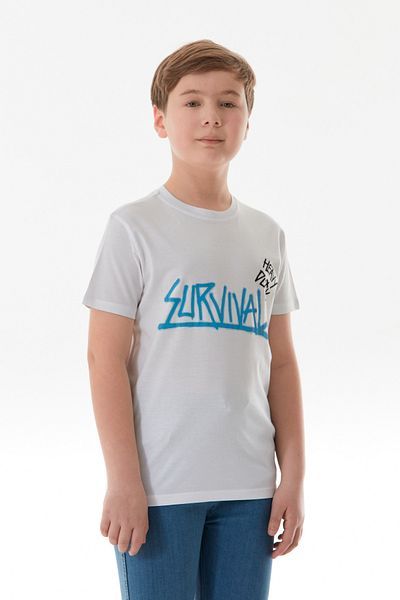 Fulla Moda 100% Cotton Survival Text Printed Boys' T-Shirt