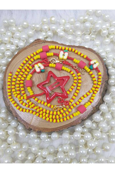 HAPPY HANDMADE ÇOCUK 3LÜ SET-TOKA KOLYE BİLEKLİK-ÇOCUK HEDİYESİ-SÜSLÜ TOKA-SAÇ BONCOĞU-SAÇ KÜPESİ-HANDMADE