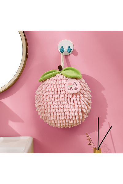 Choice C Cute Chenille Hand Towel Kitchen Bathroom Red Hand Ball with Hanging Loop Quick Drying Soft Absor.