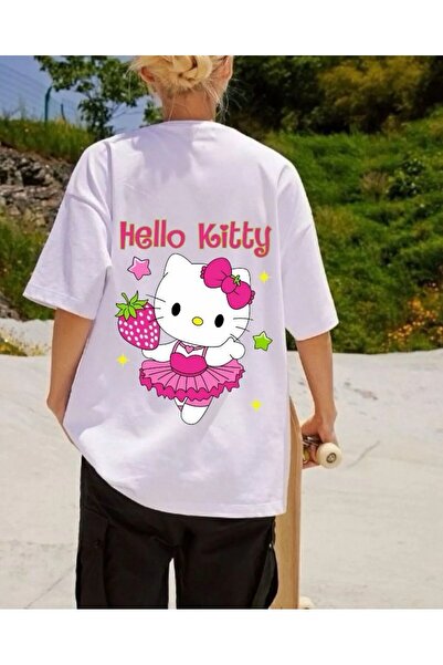 weywot Hello Kitty Little Strawberry Girl Χαριτωμένο μπλουζάκι με στάμπα μπρο...