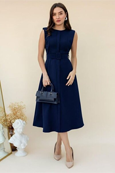 GDS BUTİK Midi Boy Kemerli Elbise