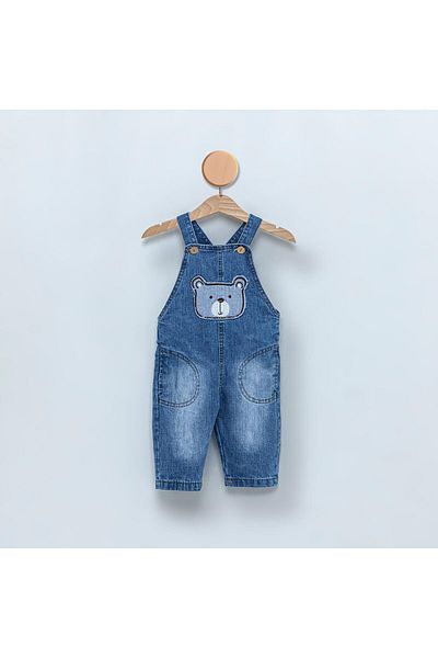 Magu Baby Boy Teddy Bear Denim Salopet Set – Set of 3, Cotton and Comfortable