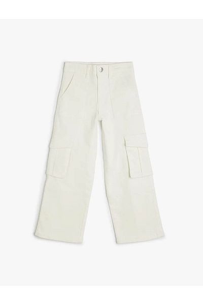 Koton Regular Waist Cotton Pocket White Girl Jean Pants 5Skg40093Ad