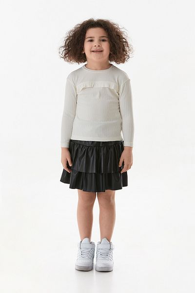 Fulla Moda Κοριτσίστικο κορμάκι με ραβδώσεις Frilly μπροστά