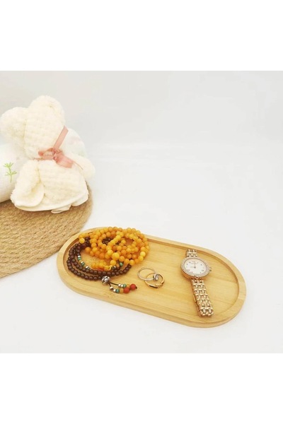 BLUE SİDE 1 Adet Kase Oval Sunum Tepsisi Bambu Organizer Ve Yağdanlık Altlığı Yemek Tabağı