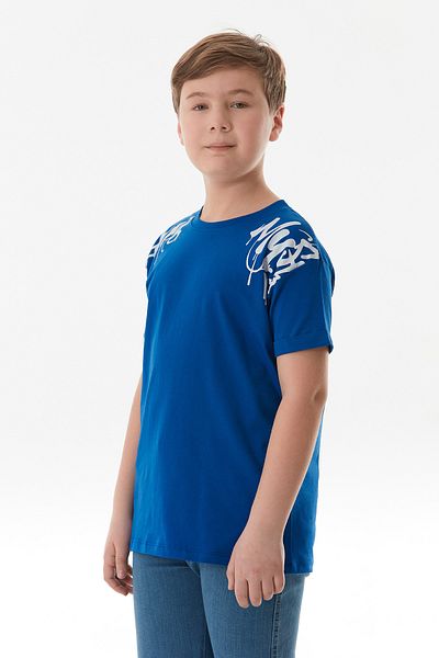 Fulla Moda Tricou pentru băiat cu gât crew cu imprimeu text